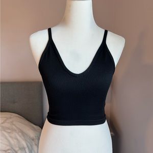 Free People FP Movement Black Seamless V Neck Tank Top Size XS/S